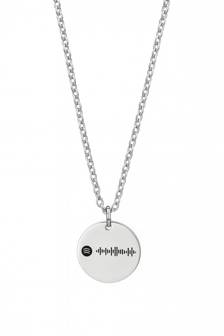 SILVERSUTRA Personalised Round Spotify Necklace