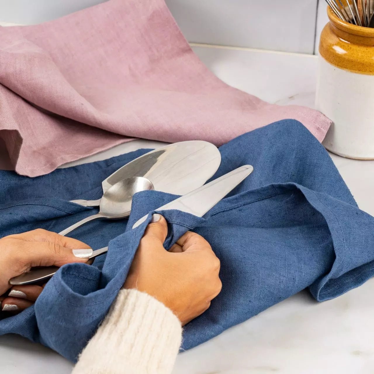 Single Hemp Kitchen Towels in Assorted Colours - Suspire