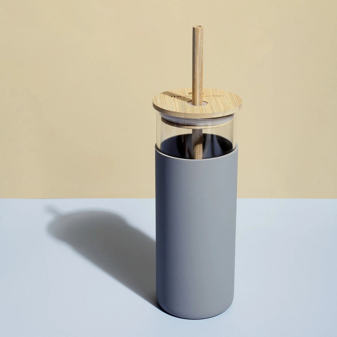 Glass Sipper With Bamboo Lid & Straw