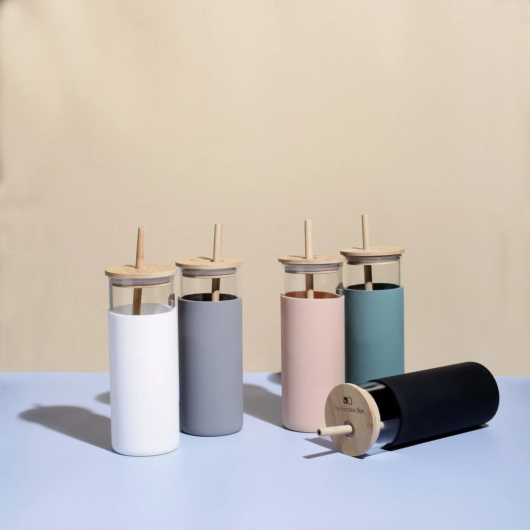 Glass Sipper With Bamboo Lid & Straw
