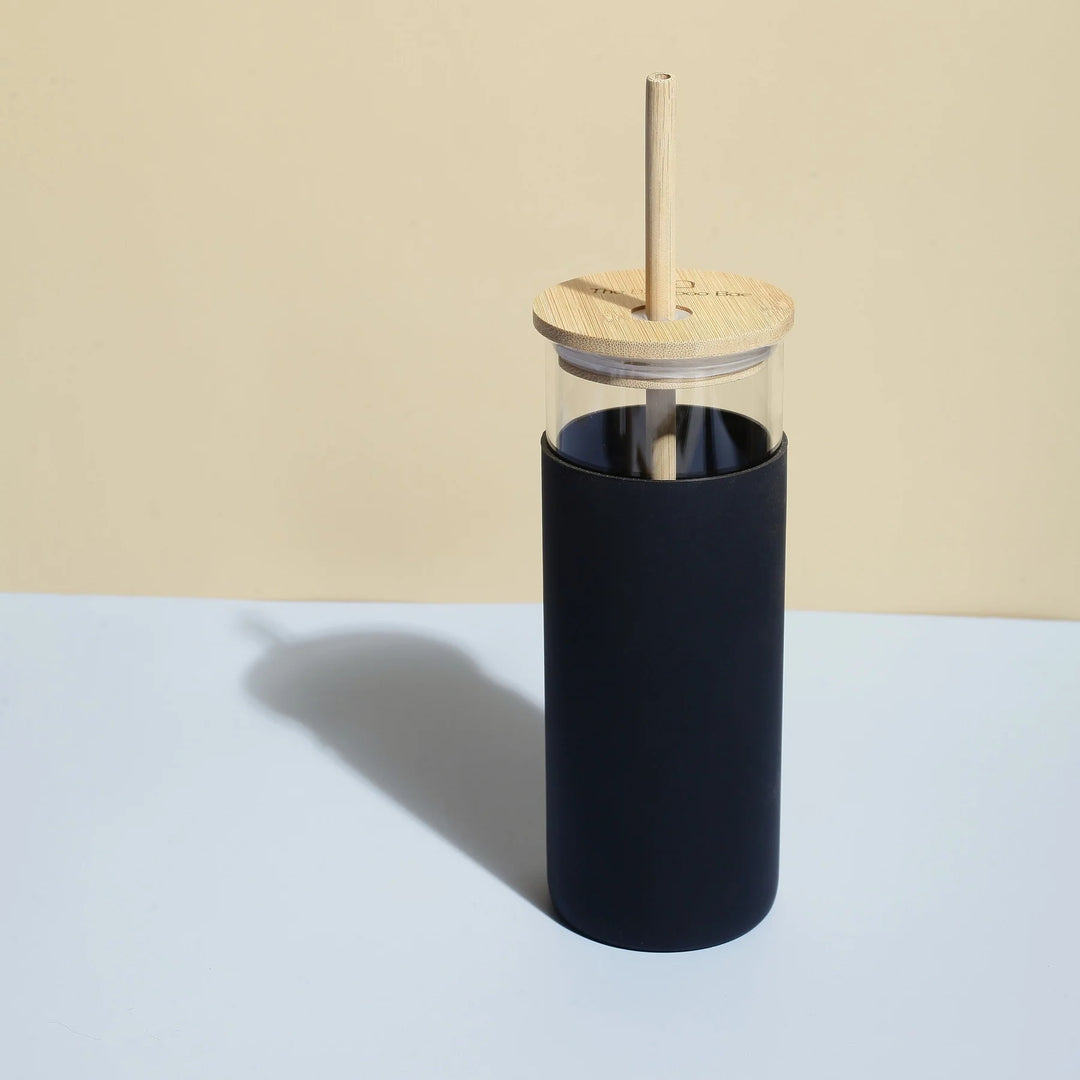 Glass Sipper With Bamboo Lid & Straw