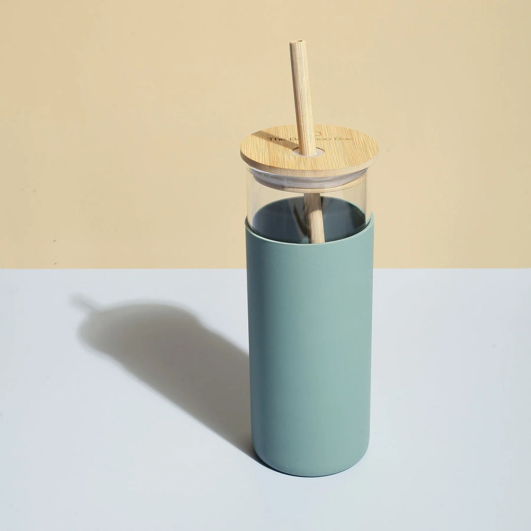 Glass Sipper With Bamboo Lid & Straw