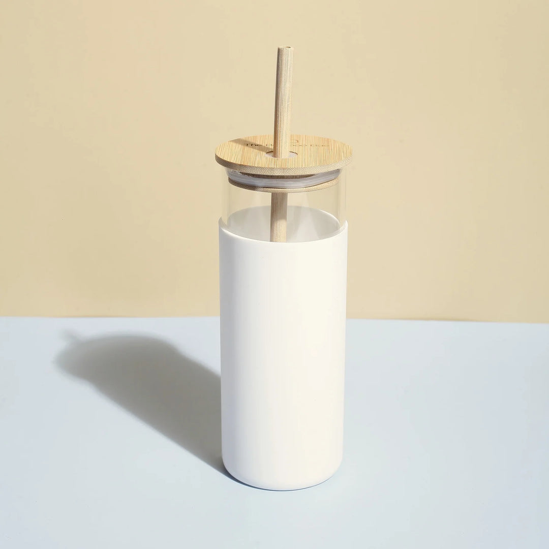 Glass Sipper With Bamboo Lid & Straw