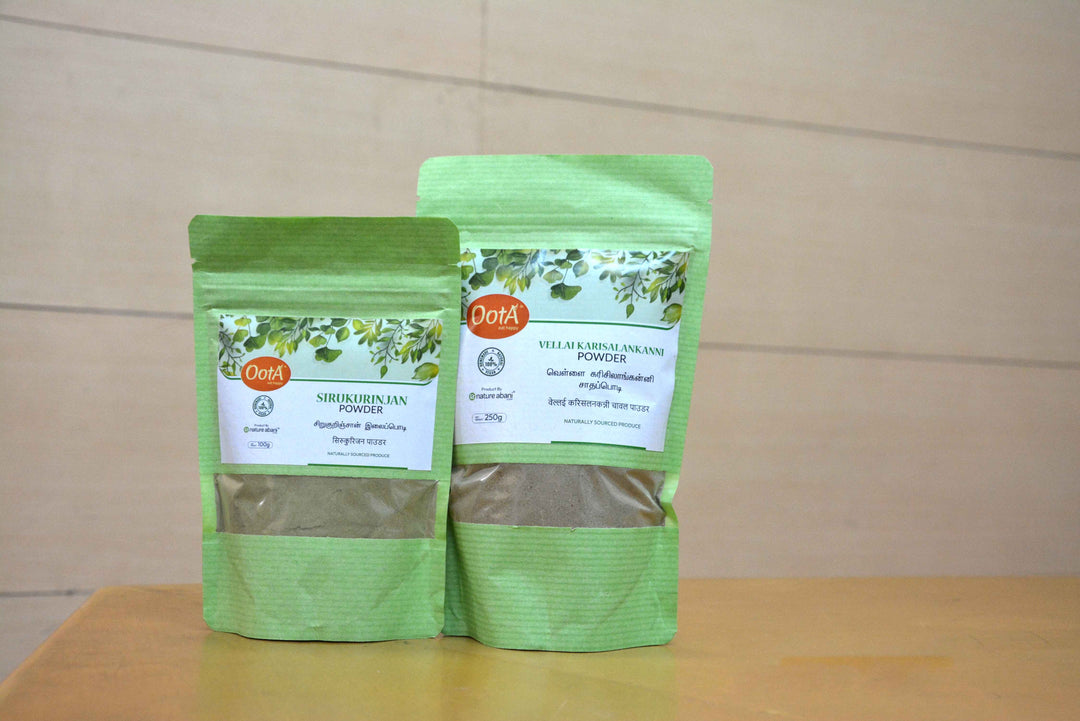 OOTA-Sirukurinjan Powder (pack of 100g) and Vellai Karisalankanni Powder (pack of 250g)