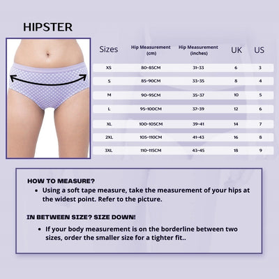 Organic Everyday Panty  Lavender Checks (Hipster) (3pc)