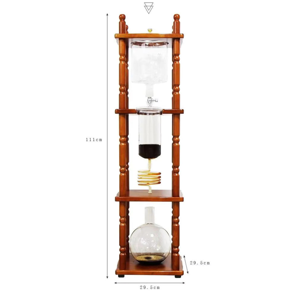 The Bean Co Roasters Cold Brew Coffee Tower – 3L Capacity | Slow Drip Cold Brew Maker Japan-Style | Premium Glass & Wood Design