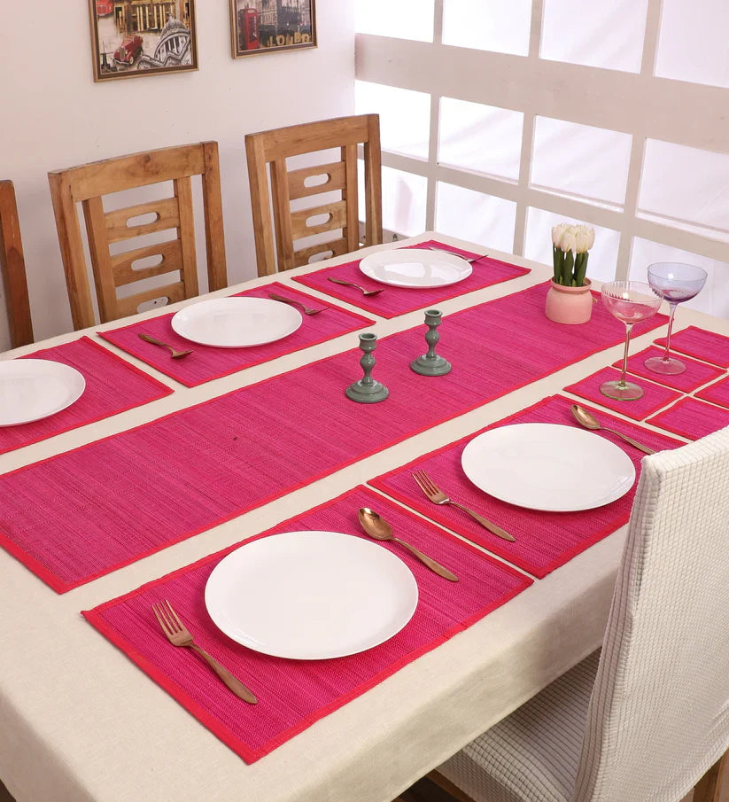 Silpakarman Bamboo Curtain & Dining Mat Combo
