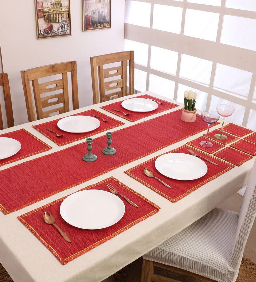 Silpakarman Bamboo Curtain & Dining Mat Combo