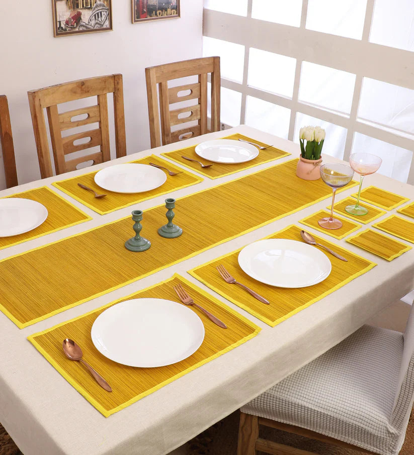 Silpakarman Bamboo Curtain & Dining Mat Combo