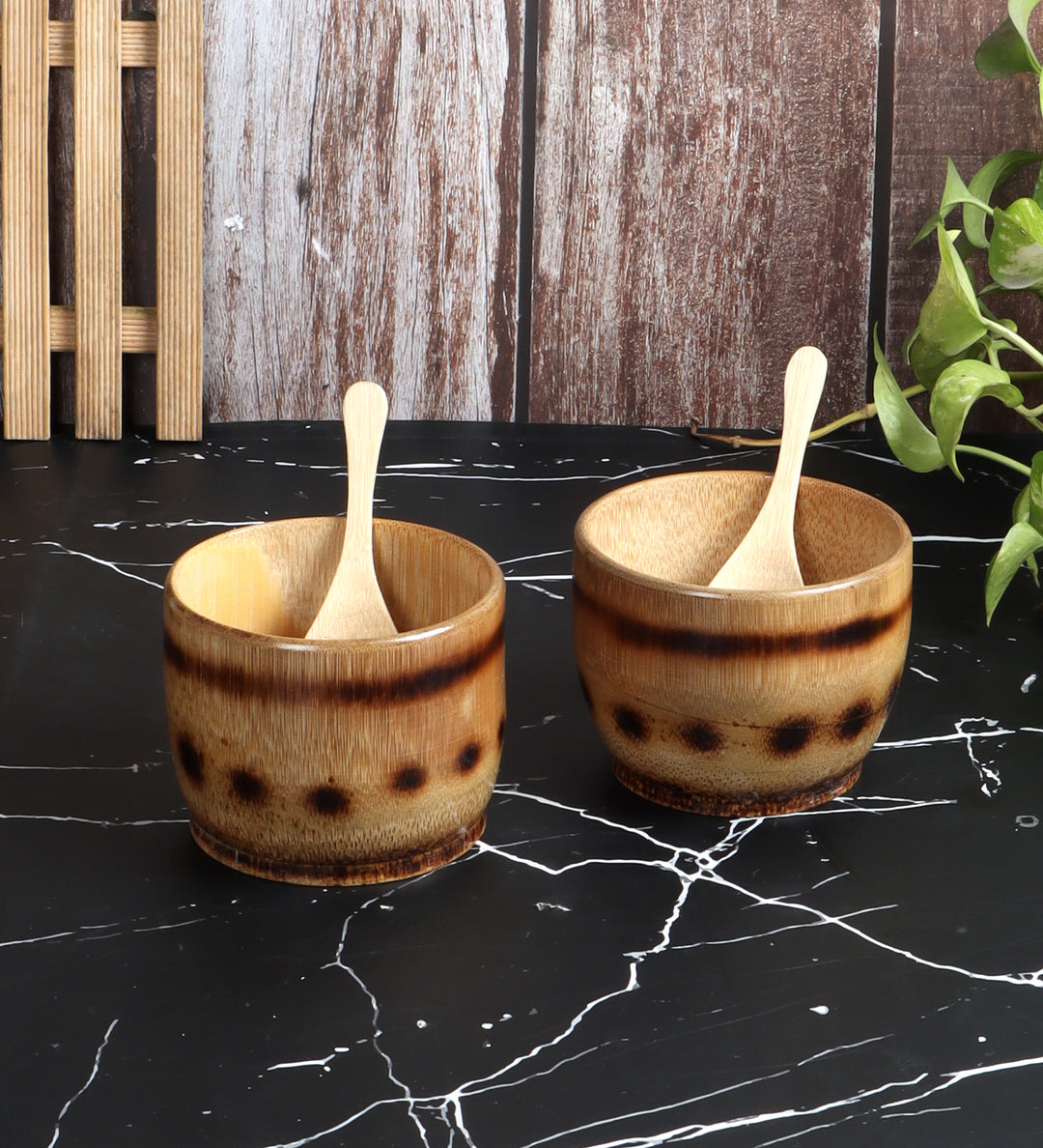 SILPAKARMAN Handmade Bamboo Bowl With Spoon - 2 Piece