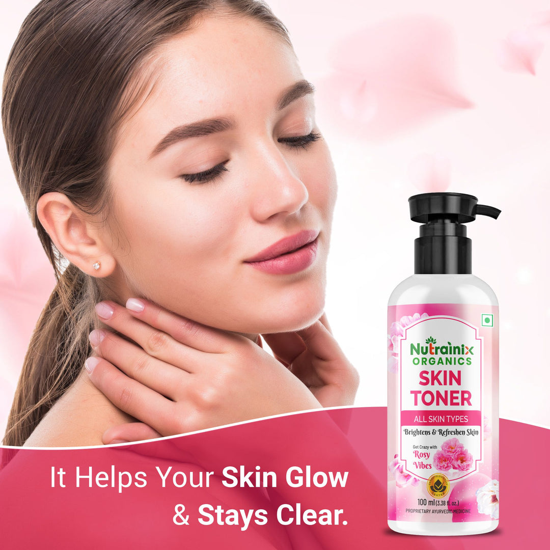 Nutrainix Organics Glow Revival Skin Toner, Rose & Aloe Hydration for Radiant, Balanced Skin - 100 ml
