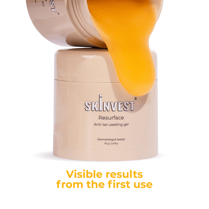 Skinvest Resurface Anti - Tan Peeling Gel with 1% Lactic Acid & Soothing Botanicals | Peels Away Tan, Brightens Skin, Smoothens Texture | Gentle for All Skin Types | Fragrance - Free | 70gm - Suspire
