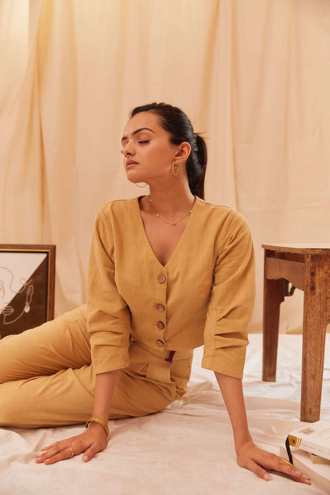 Pale Abstract Cropped Shirt