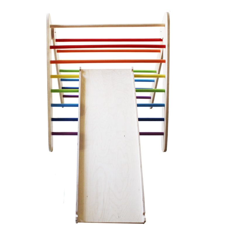 Shumee Wooden Rainbow Pikler Triangle + Slide and Climber