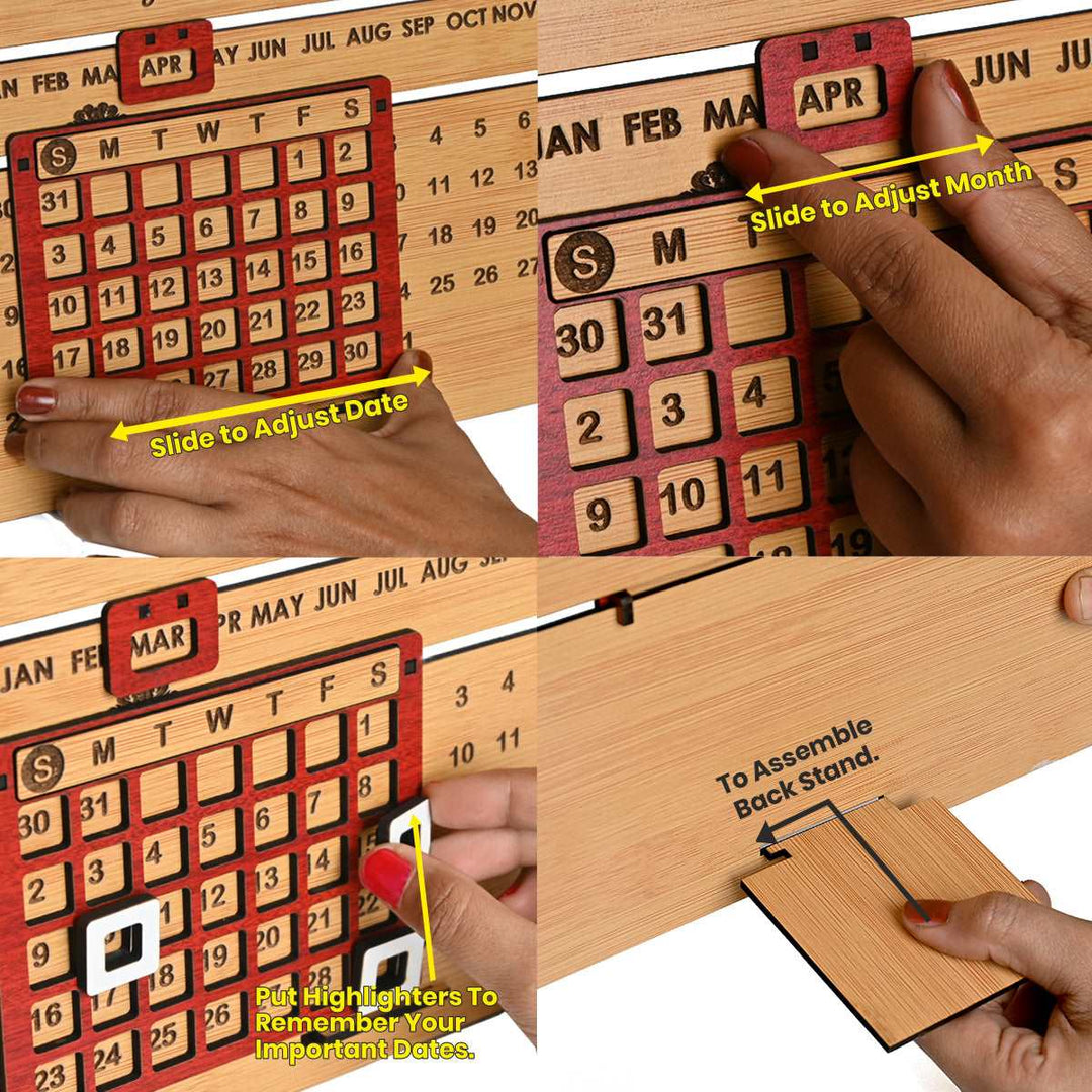 Gift Kya De Wooden Lifetime Motivational Quote Desk Calendar | Table Calendar For Office & Home | Eco Friendly