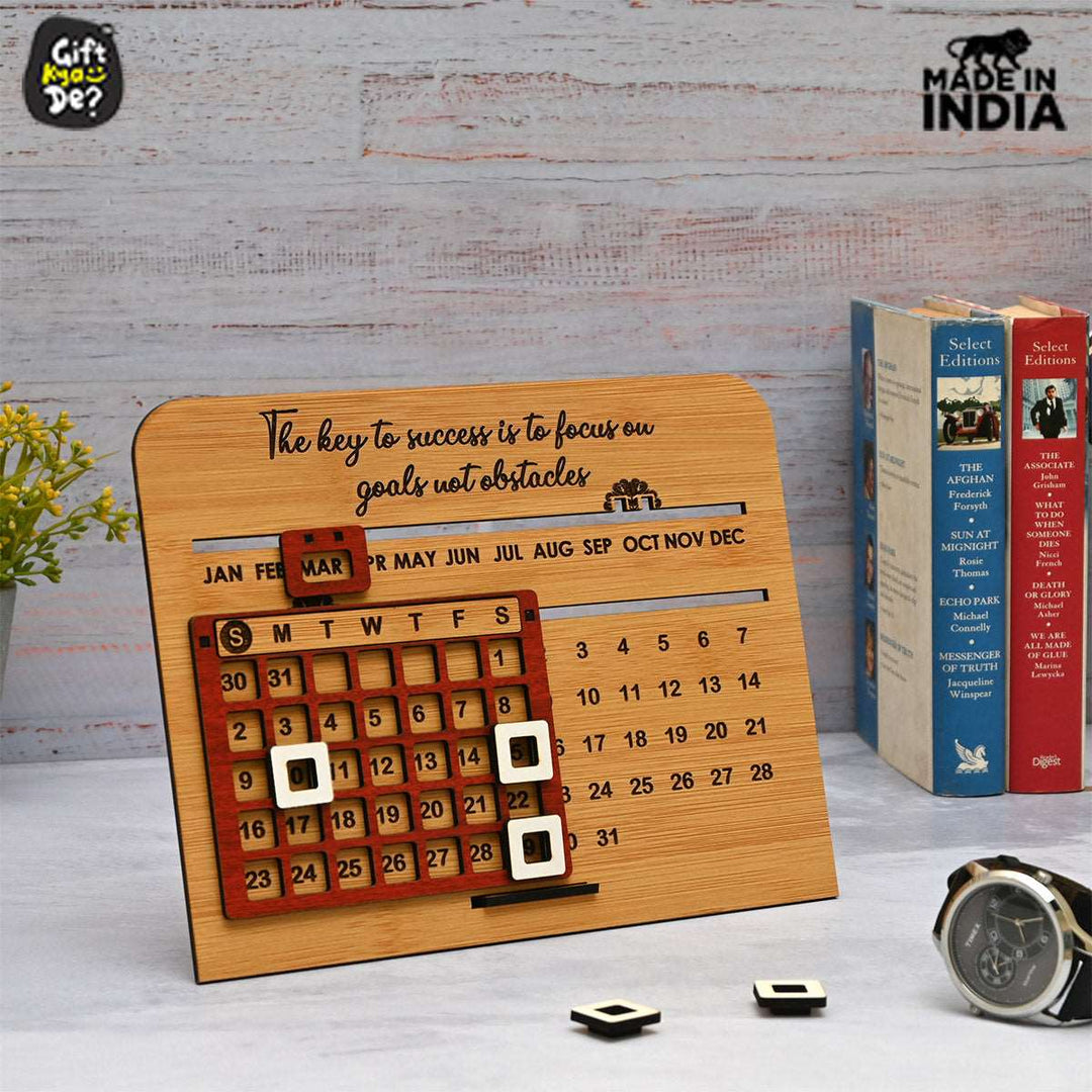 Gift Kya De Wooden Lifetime Motivational Quote Desk Calendar | Table Calendar For Office & Home | Eco Friendly