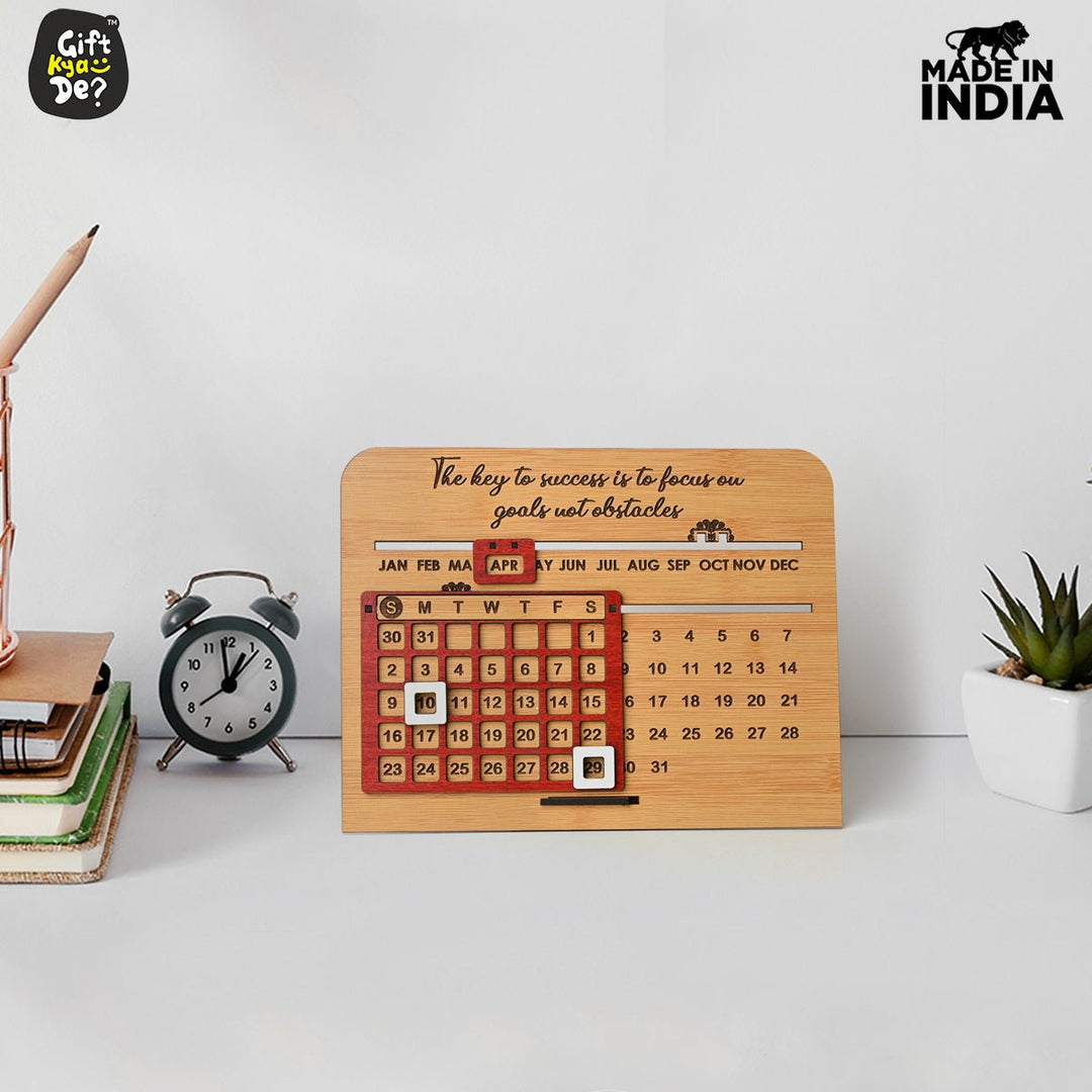 Gift Kya De Wooden Lifetime Motivational Quote Desk Calendar | Table Calendar For Office & Home | Eco Friendly