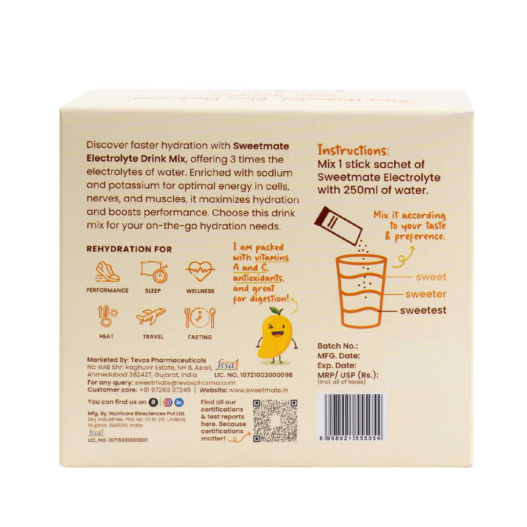 Sweetmate Zero Sugar Mango Electrolyte Drink Mix (20 Sachet)