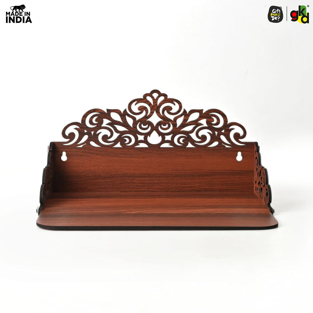 Small Pooja Mandir for Home & Office | Indian Wooden Temple for Table or Shelf | DIY 12x9x6 Inch | Classic Design - Suspire