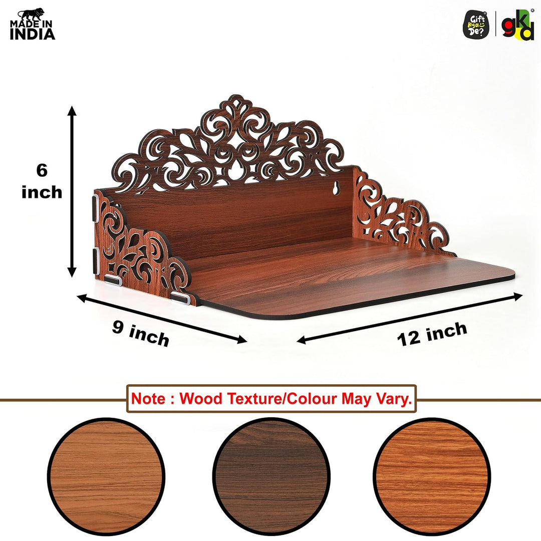 Small Pooja Mandir for Home & Office | Indian Wooden Temple for Table or Shelf | DIY 12x9x6 Inch | Classic Design - Suspire