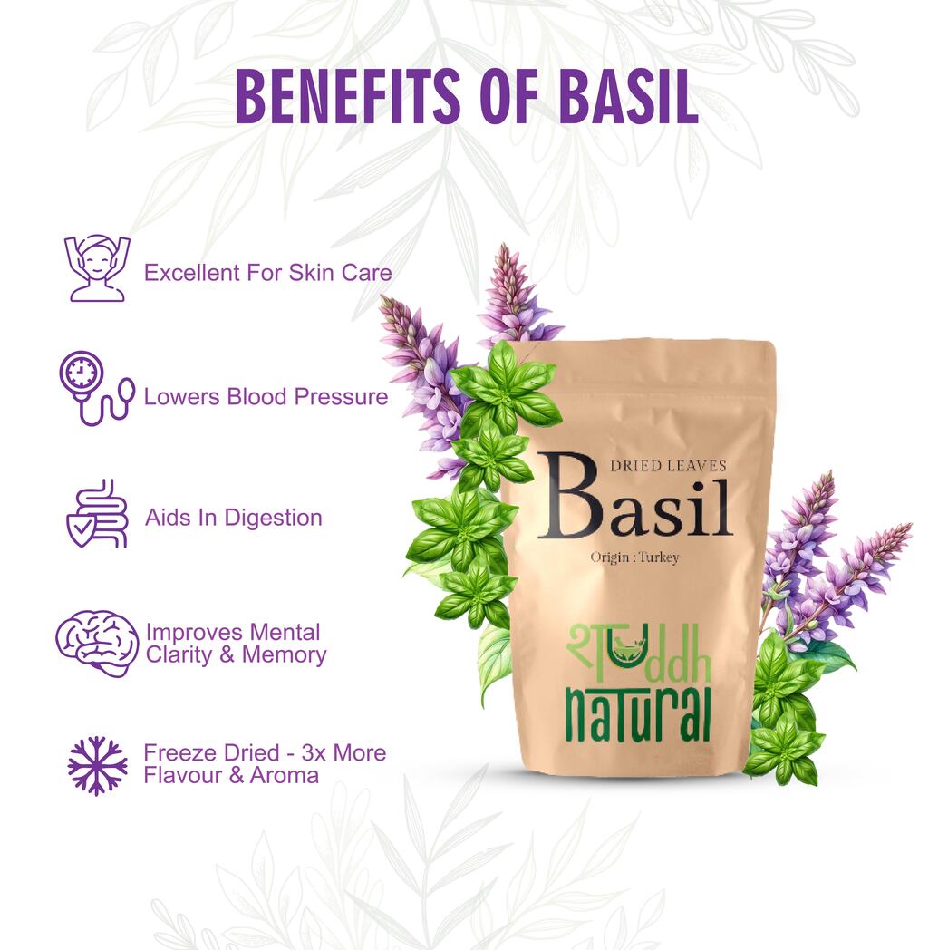 BOGO Shuddh Naturals Premium Freeze Dried Culinary Turkish Basil - 100 Grams