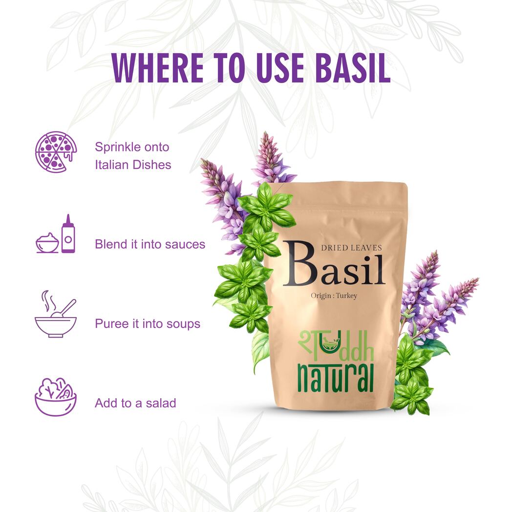 BOGO Shuddh Naturals Premium Freeze Dried Culinary Turkish Basil - 100 Grams