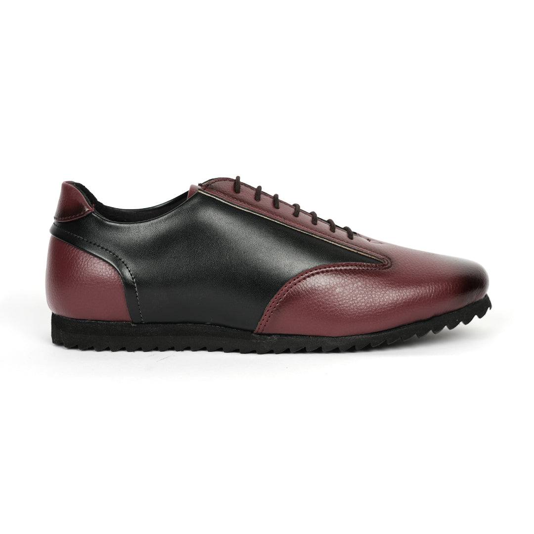 Monkstory Dual Colour Smart Sneakers - Burgundy & Black