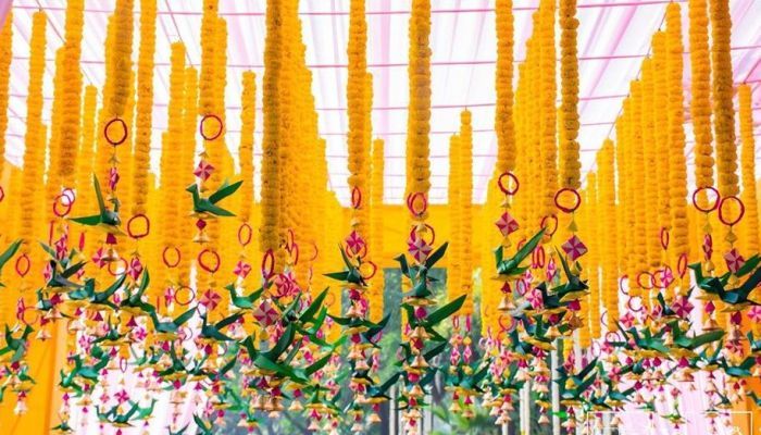 Hand Made Palm Leaf FISH & LOTUS Hanging I Diwali Decoration I Pair of 2