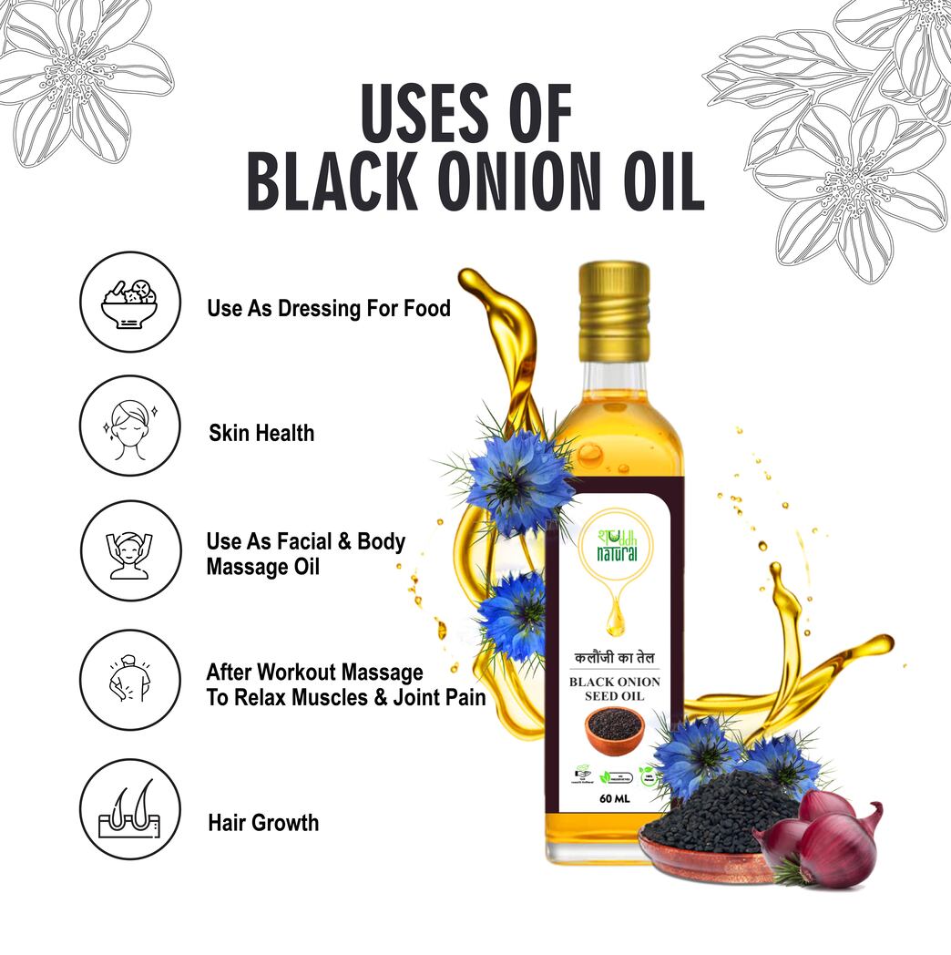 Shuddh Natural Black Onion Seed Oil I Control Hair Fall | Acne Treatment - 60 ml