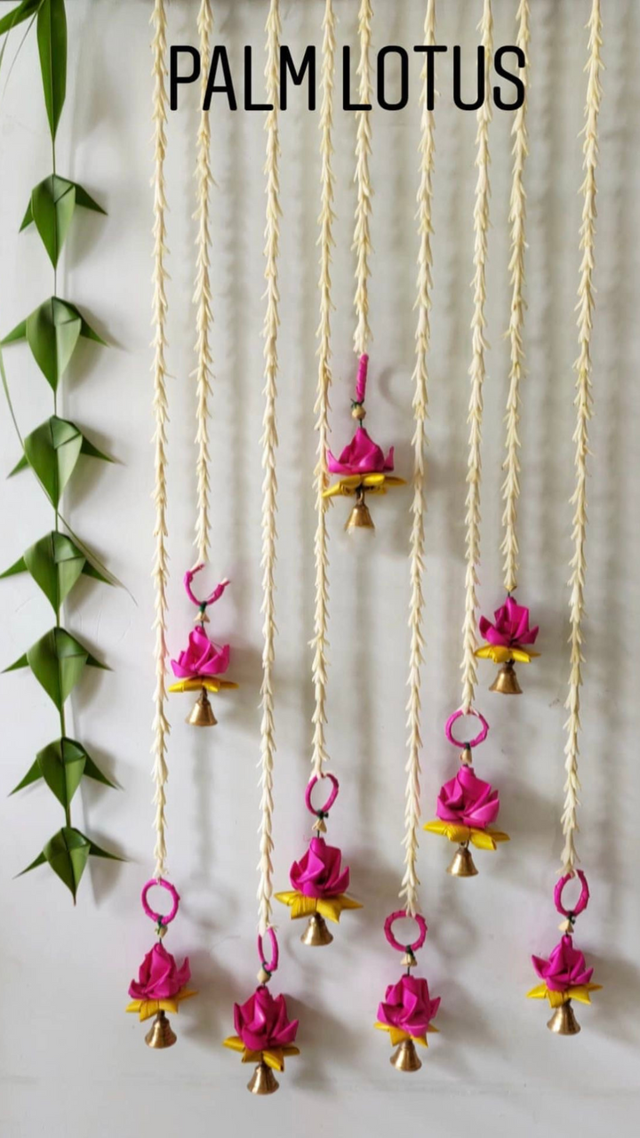 Shuddh Natural Hand Made Palm Leaf LOTUS Hanging I Set of 4