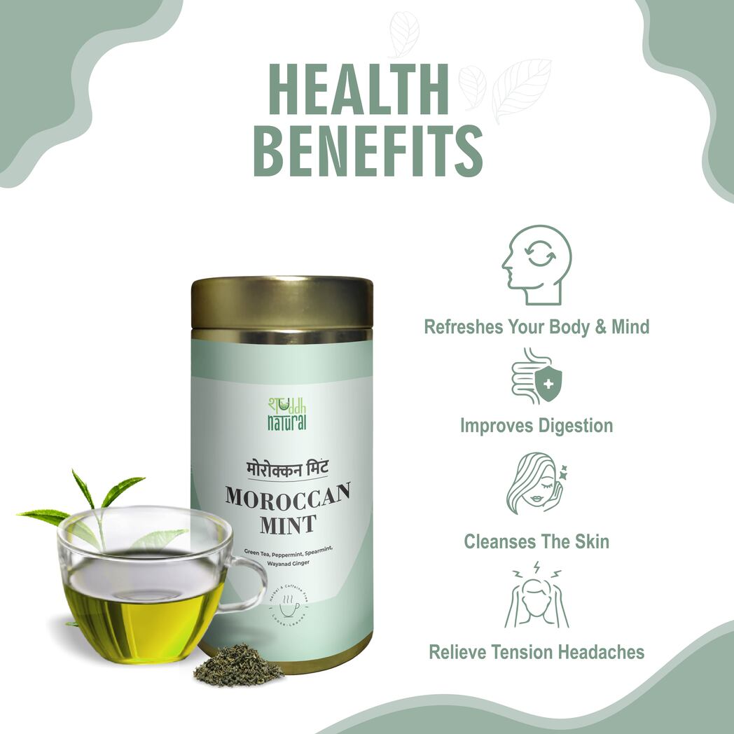 Shuddha Natural B1G1 I Moroccan Mint I Green Tea I Calming I Energising - 75 Grams