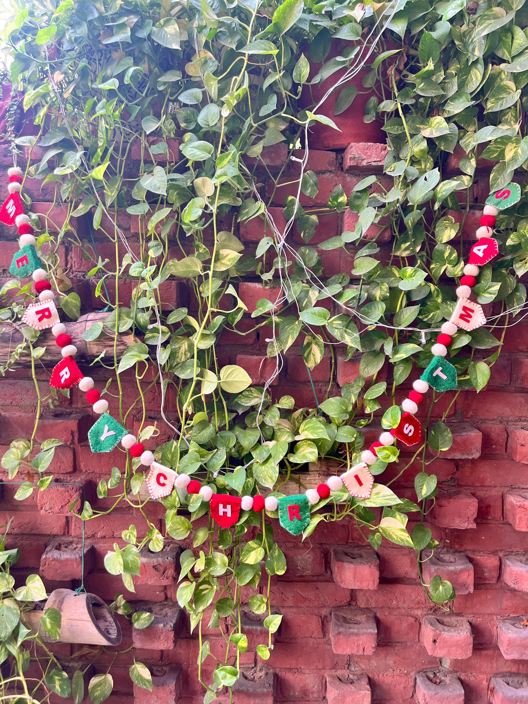 Shuddh Natural Upcycled Felt MERRY CHRISTMAS Garland I 3D I Christmas Decor I 72 inches