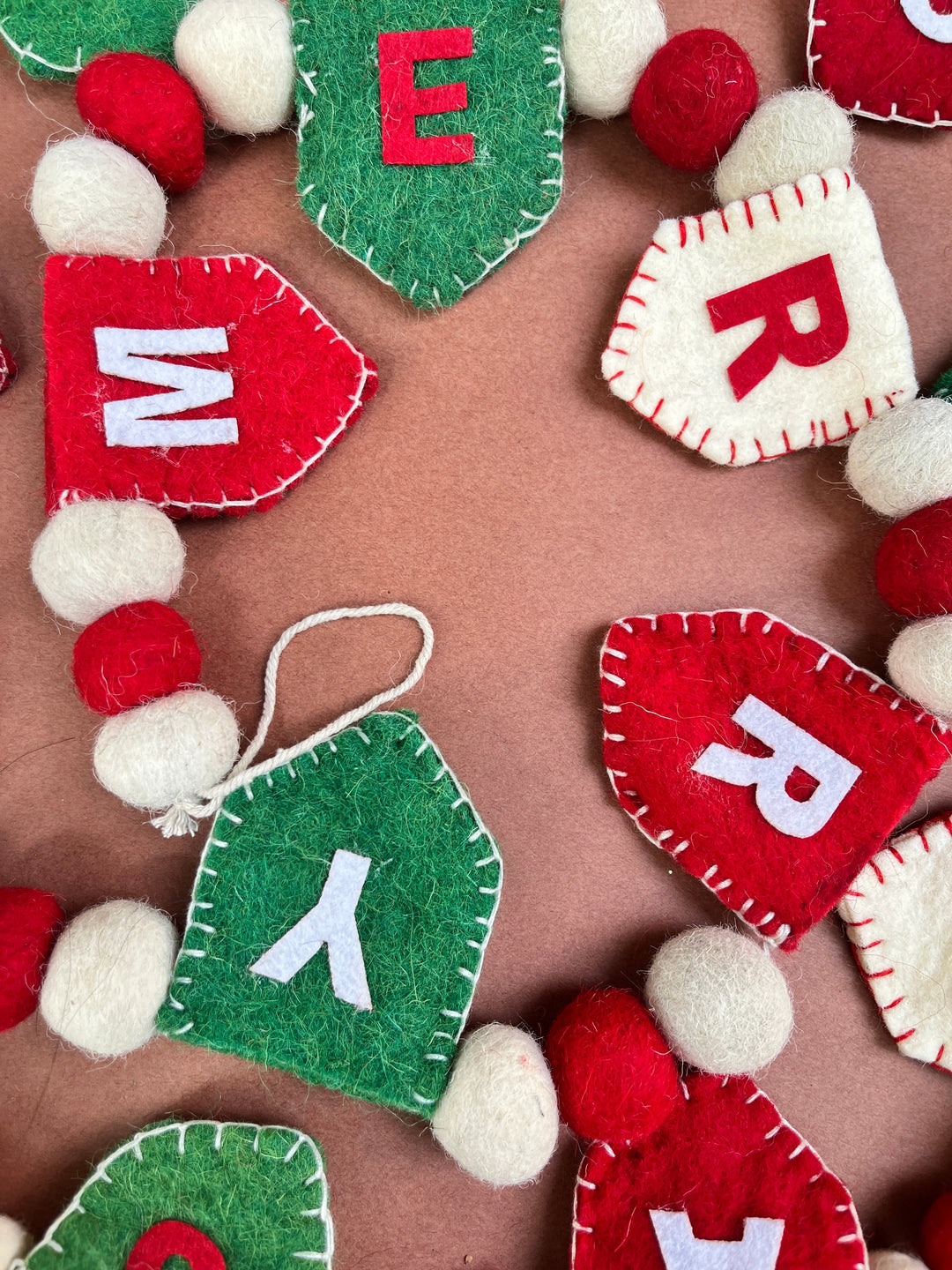 Shuddh Natural Upcycled Felt MERRY CHRISTMAS Garland I 3D I Christmas Decor I 72 inches
