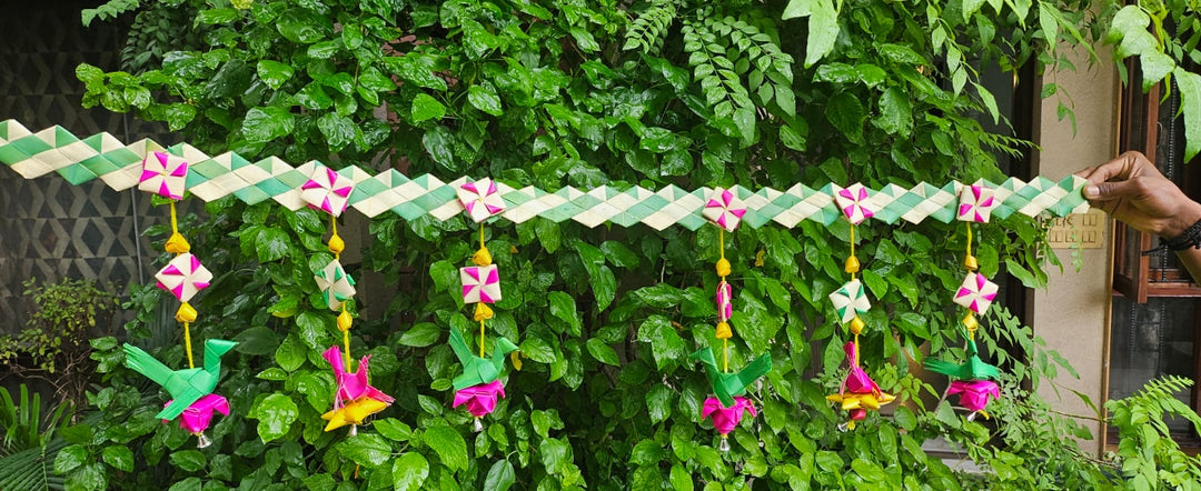 Shuddh Natural Handmade Palm Leaf Parrot Bandhanwar | Eco Diwali Door Toran