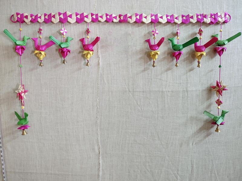 Shuddh Natural Handmade Palm Leaf Parrot Bandhanwar | Eco Diwali Door Toran