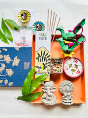 Festive Gift Box I Plantable Laxmi Ganesh I Soy Wax Diya I Bambooless Incense I Festive Decor I Dry Fruit I Diwali Hamper I Set of 7