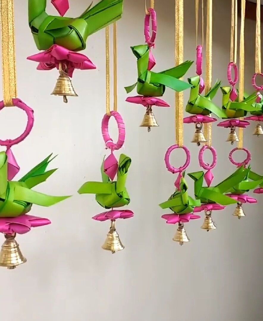 Shuddh Natural Hand Made Palm Leaf PARROT Hanging I Diwali Decoration I Pair of 2
