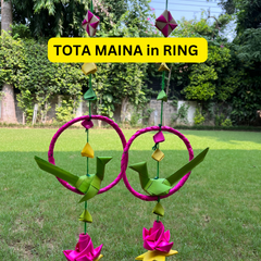 Shuddh Natural Hand Made Palm Leaf PARROT in RING Hanging I Diwali Decoration I Pair of 2