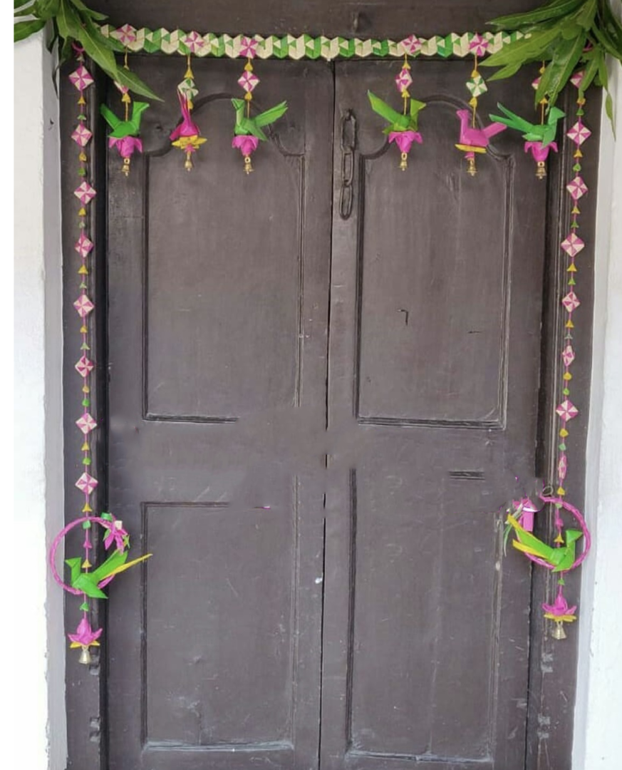 Shuddh Natural Hand Made Palm Leaf PARROT in RING Hanging I Diwali Decoration I Pair of 2