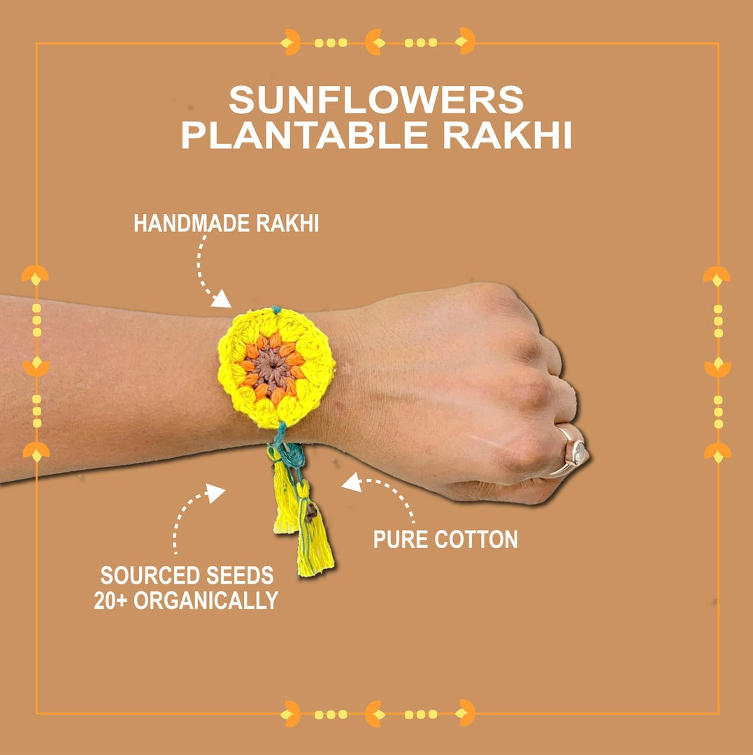 Sunflower - PLANTABLE I ECO FRIENDLY RAKHI EMBEDDED WITH SEEDS