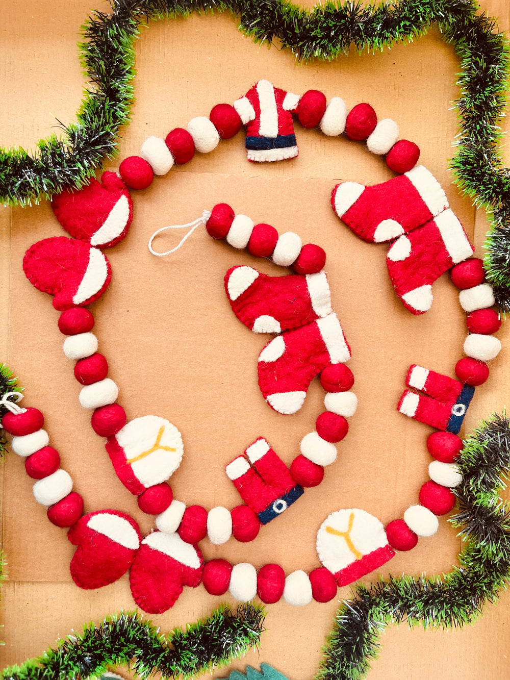 Shuddh Natural Upcycled Felt Santa Claus Garland, 72 inches