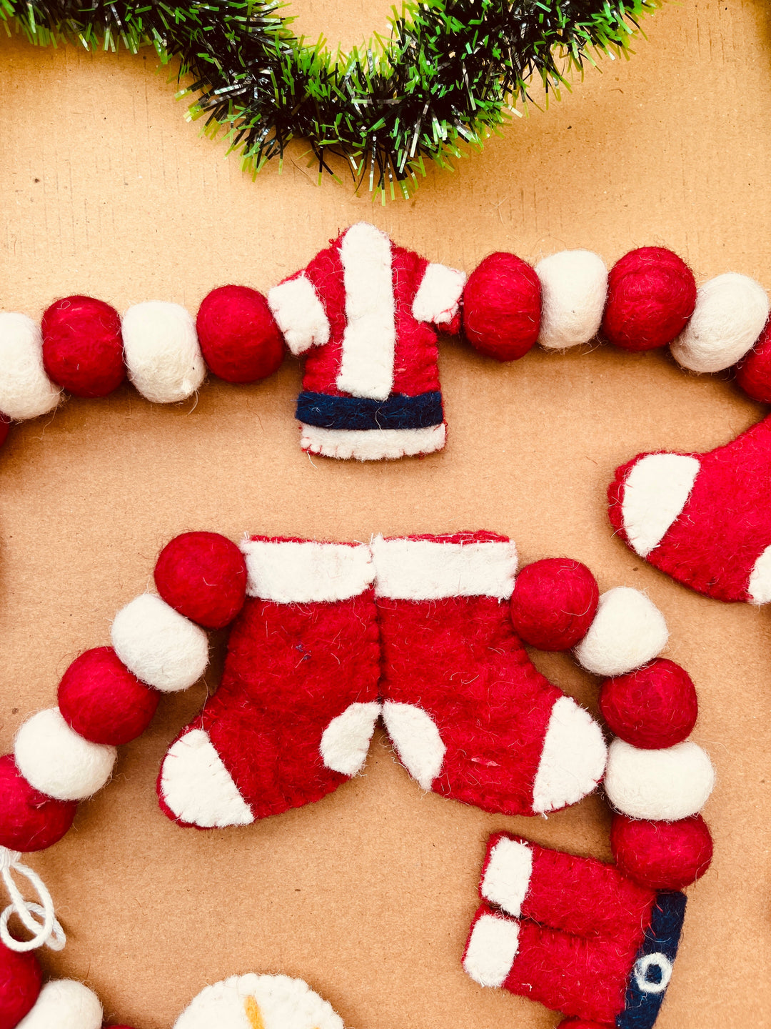 Shuddh Natural Upcycled Felt Santa Claus Garland, 72 inches