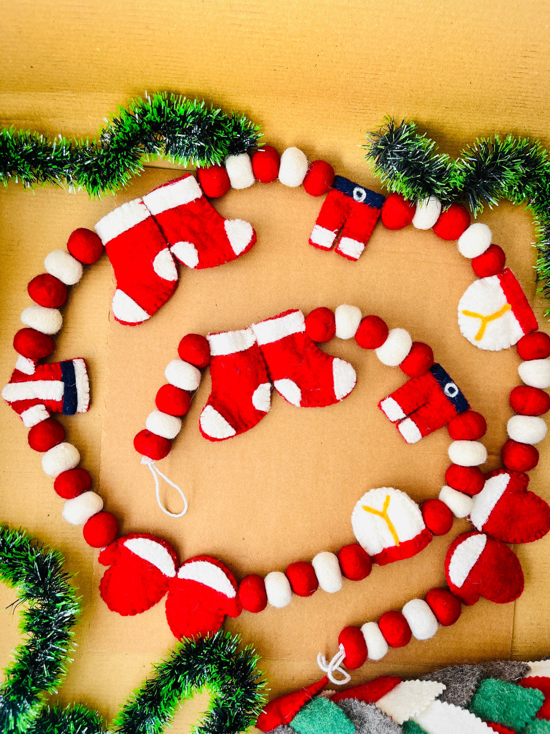 Shuddh Natural Upcycled Felt Santa Claus Garland, 72 inches