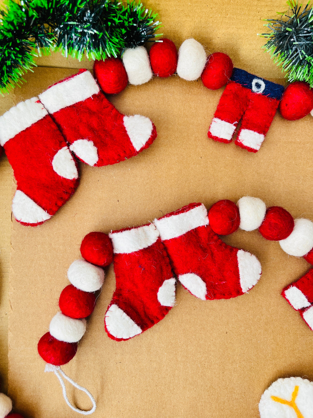 Shuddh Natural Upcycled Felt Santa Claus Garland, 72 inches