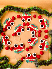 Shuddh Natural Upcycled Felt SANTA CAR Garland I 3D I Christmas Decor I 72 inches