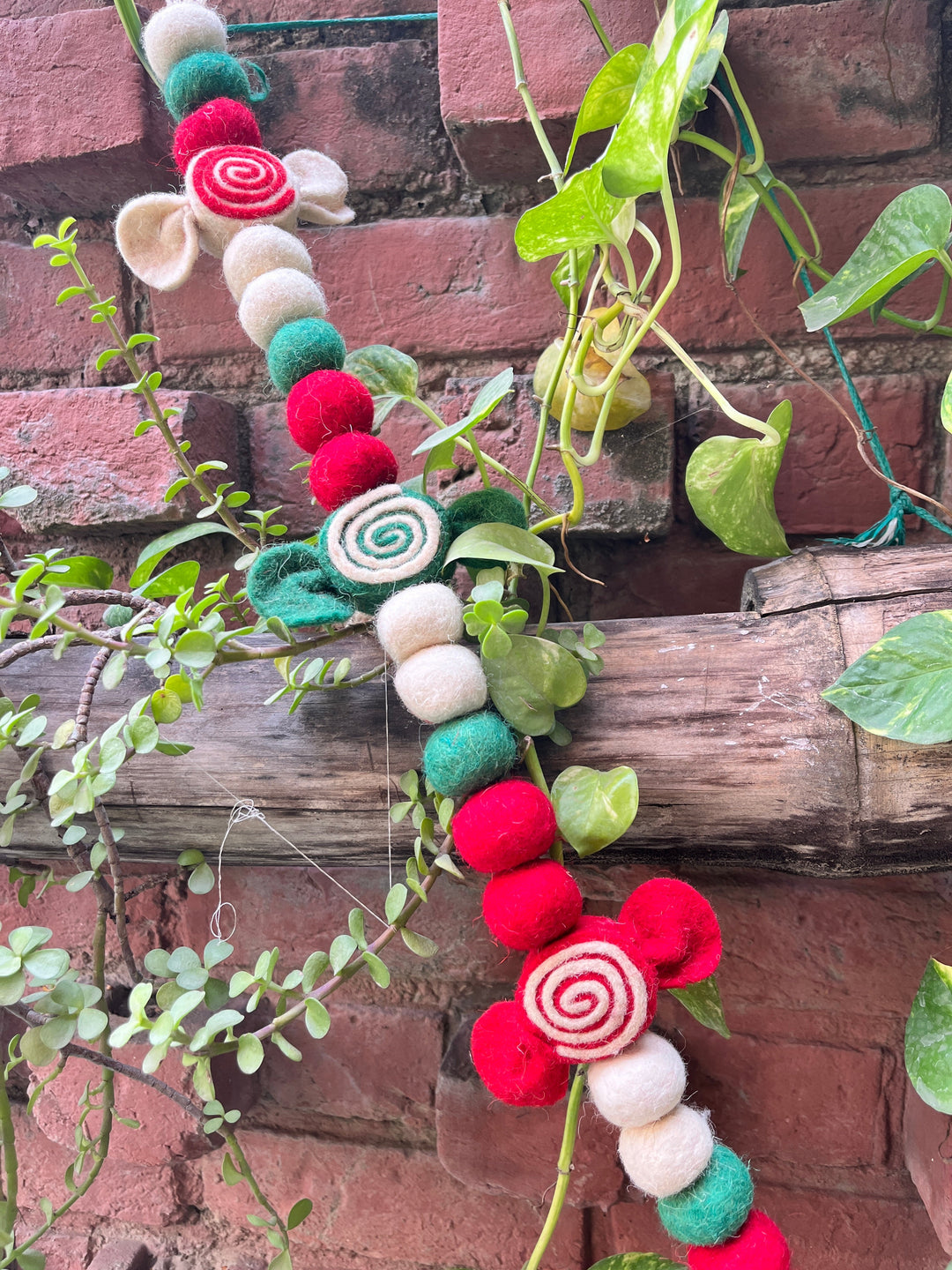 Shuddh Natural Upcycled Felt Toffee Garland, 72 inches