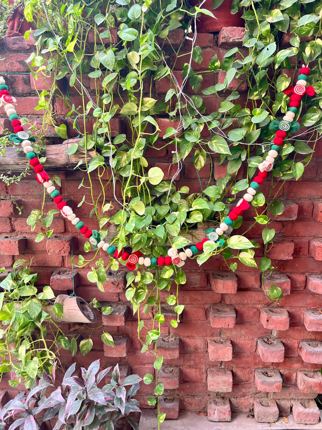 Shuddh Natural Upcycled Felt Toffee Garland, 72 inches
