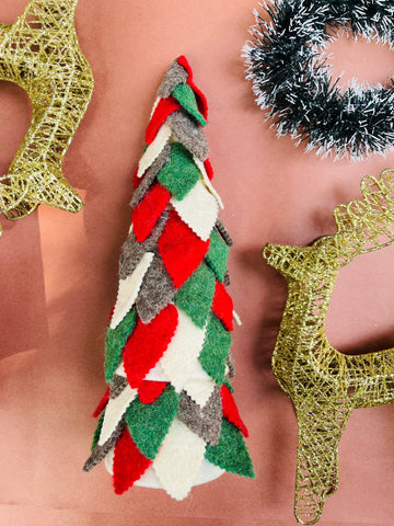 Shuddh Natural Upcycled Felt CHRISTMAS TREE I 3D I 15 inches I Christmas Decor