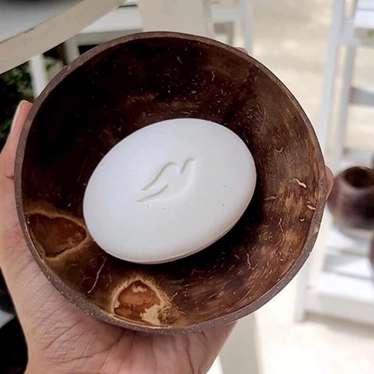 Coconut shell soap dish round