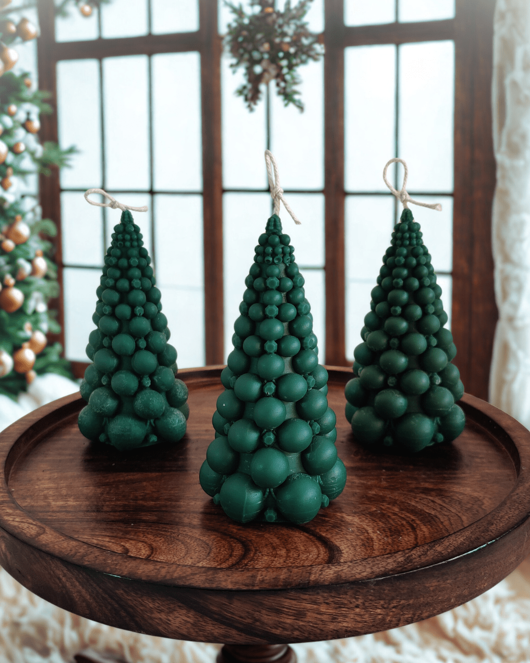 Soy Wax Bubble Christmas Tree Candle, Green & White Variations, Hand - Poured Holiday Gifting - Suspire